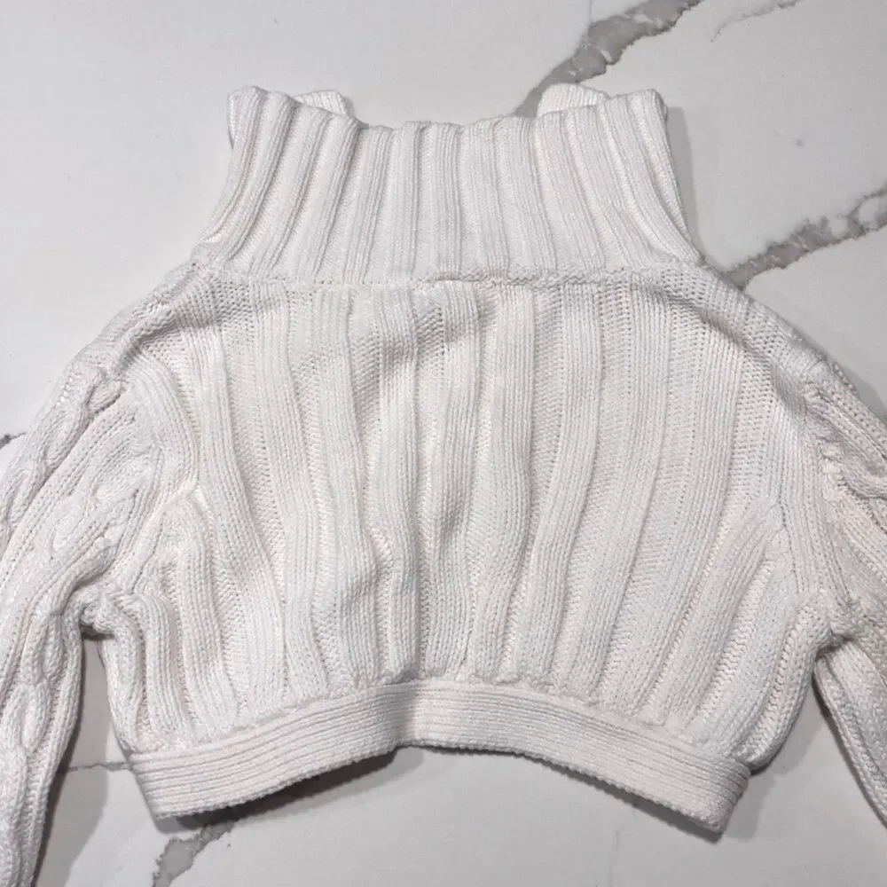 GAP | Girls Ribbed Cream Knit Cropped Button Sweater Size 4/5 XS